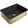 Mexen Catia umywalka nablatowa 48 x 37 cm, czarna mat/złota wzór linie - 21314877