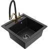 Mexen Vito zlewozmywak granitowy 1-komorowy z baterią kuchenną Duo, czarny/złoty metalik - 6503-75-671701-57-B