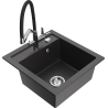 Mexen Vito zlewozmywak granitowy 1-komorowy z baterią kuchenną Duo, czarny nakrapiany - 6503-76-671701-07