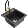 Mexen Vito zlewozmywak granitowy 1-komorowy z baterią kuchenną Duo, czarny nakrapiany - 6503-76-671701-57-G