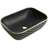 Mexen Rita umywalka nablatowa 45 x 32 cm, czarna mat/złota wzór kratka - 21084579