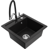 Mexen Vito zlewozmywak granitowy 1-komorowy z baterią kuchenną Duo, czarny - 6503-77-671701-07