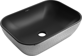 Mexen Rita umywalka nablatowa 45 x 32 cm, czarna mat/srebrna wzór łuski - 21084572