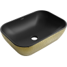 Mexen Rita umywalka nablatowa 45 x 32 cm, czarna mat/złota wzór łuski - 21084578