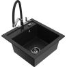 Mexen Vito zlewozmywak granitowy 1-komorowy z baterią kuchenną Duo, czarny - 6503-77-671701-07-B