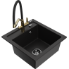 Mexen Vito zlewozmywak granitowy 1-komorowy z baterią kuchenną Duo, czarny - 6503-77-671701-57-B