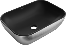 Mexen Rita umywalka nablatowa 45 x 32 cm, czarna mat/srebrna wzór linie - 21084573