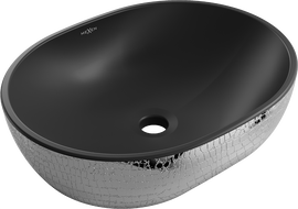 Mexen Viki umywalka nablatowa 48 x 35 cm, czarna mat/srebrna wzór łuski - 21054872