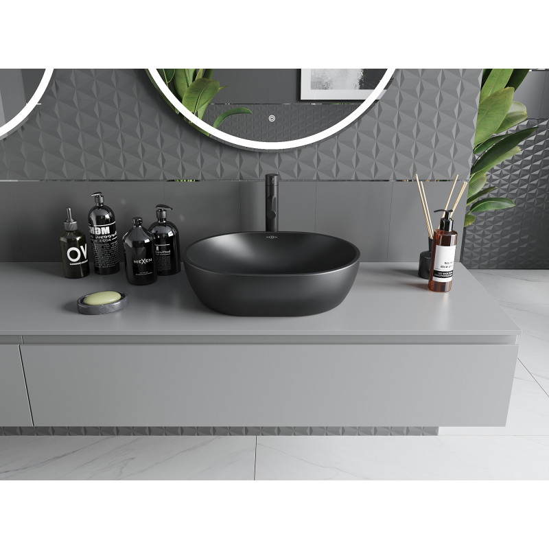 Mexen Viki umywalka nablatowa 48 x 35 cm, czarna mat - 21054885