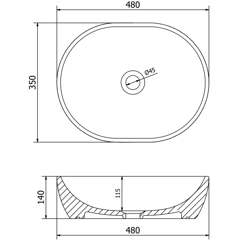 Mexen Viki umywalka nablatowa 48 x 35 cm, biała - 21054800