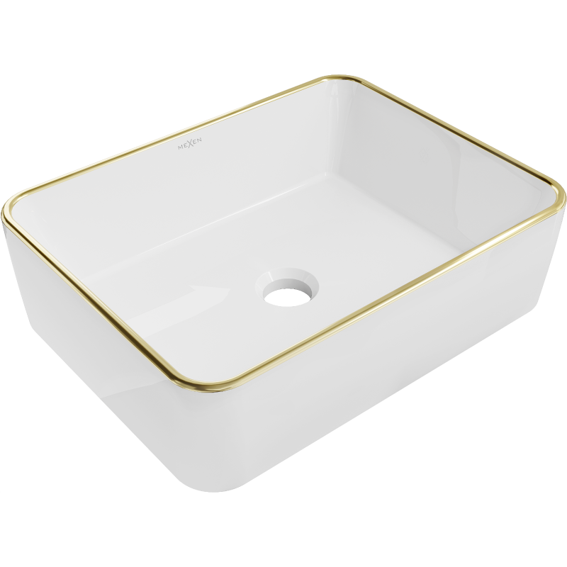 Mexen Catia umywalka nablatowa 48 x 37 cm, biała/złota rant - 21314805