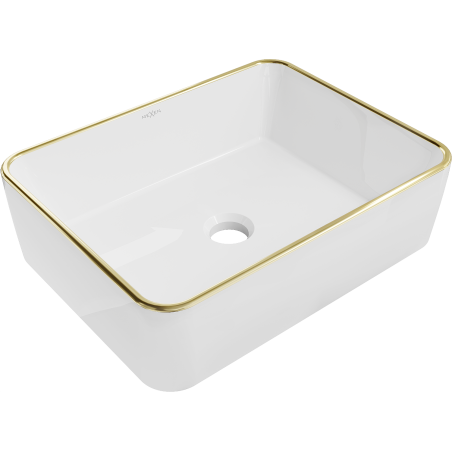 Mexen Catia umywalka nablatowa 48 x 37 cm, biała/złota rant - 21314805