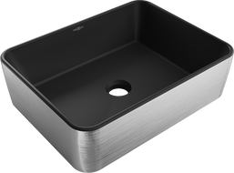 Mexen Catia umywalka nablatowa 48 x 37 cm, czarna mat/srebrna wzór linie - 21314873