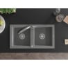 Mexen Mario zlewozmywak granitowy 2-komorowy z baterią kuchenną Duo, szary - 6504-71-671701-07