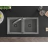 Mexen Mario zlewozmywak granitowy 2-komorowy z baterią kuchenną Duo, szary - 6504-71-671701-07-B