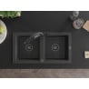 Mexen Mario zlewozmywak granitowy 2-komorowy z baterią kuchenną Duo, czarny nakrapiany - 6504-76-671701-70-B