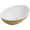 Mexen Elza umywalka nablatowa 40 x 33 cm, biała/złota wzór łuski - 21014008