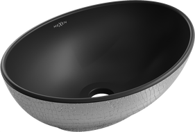 Mexen Elza umywalka nablatowa 40 x 33 cm, czarna mat/srebrna wzór łuski - 21014022