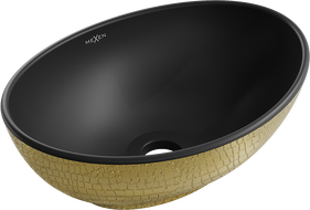 Mexen Elza umywalka nablatowa 40 x 33 cm, czarna mat/złota wzór łuski - 21014028