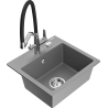 Mexen Milo zlewozmywak granitowy 1-komorowy z baterią kuchenną Duo, szary - 6505-71-671701-07