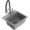 Mexen Milo zlewozmywak granitowy 1-komorowy z baterią kuchenną Duo, szary - 6505-71-671701-07-B