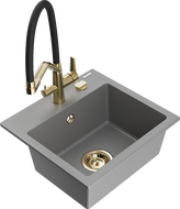 Mexen Milo zlewozmywak granitowy 1-komorowy z baterią kuchenną Duo, szary - 6505-71-671701-57-G