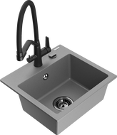 Mexen Milo zlewozmywak granitowy 1-komorowy z baterią kuchenną Duo, szary - 6505-71-671701-70-B