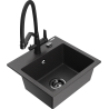 Mexen Milo zlewozmywak granitowy 1-komorowy z baterią kuchenną Duo, czarny nakrapiany - 6505-76-671701-70-B