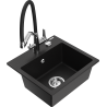 Mexen Milo zlewozmywak granitowy 1-komorowy z baterią kuchenną Duo, czarny - 6505-77-671701-07