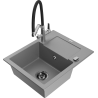 Mexen Enzo zlewozmywak granitowy 1-komorowy z ociekaczem i baterią kuchenną Duo, szary - 6506-71-671701-07-B