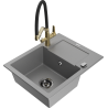 Mexen Enzo zlewozmywak granitowy 1-komorowy z ociekaczem i baterią kuchenną Duo, szary - 6506-71-671701-57-B