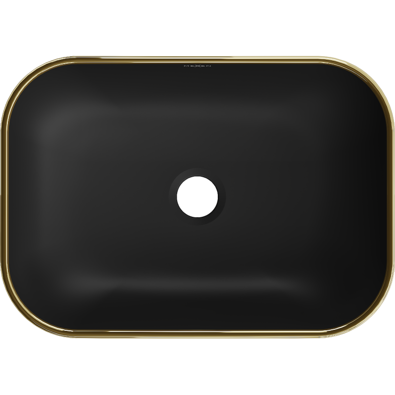 Mexen Rita umywalka nablatowa 45 x 32 cm, czarna mat/złota wzór kratka - 21084579