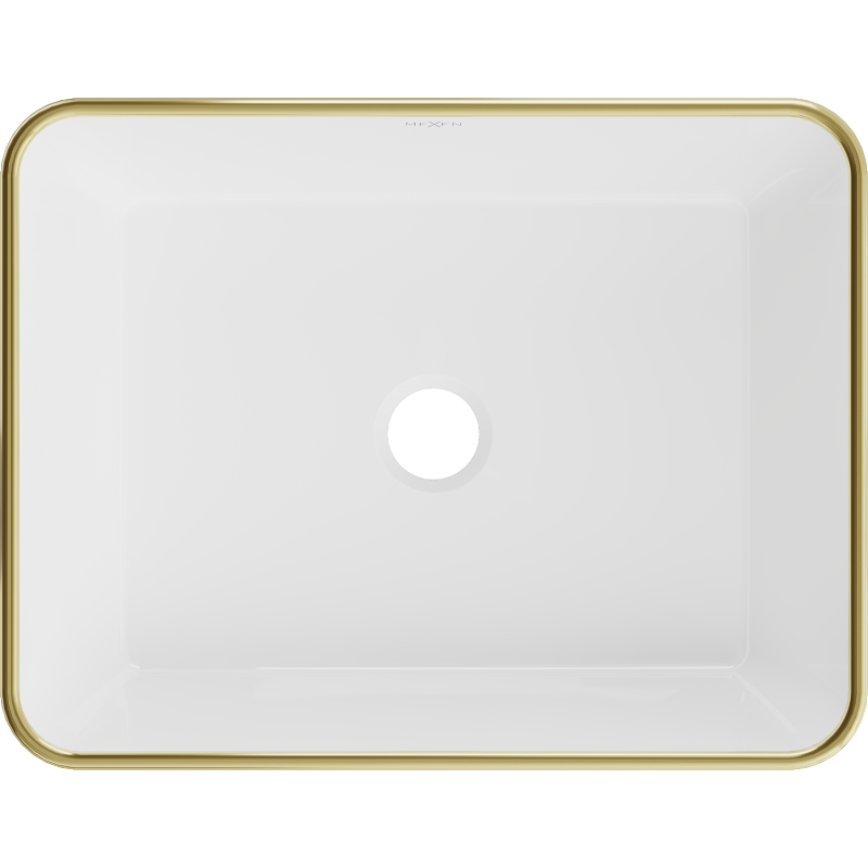 Mexen Catia umywalka nablatowa 48 x 37 cm, biała/złota rant - 21314805