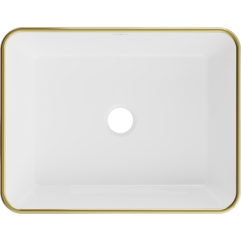Mexen Catia umywalka nablatowa 48 x 37 cm, biała/złota wzór kratka - 21314809
