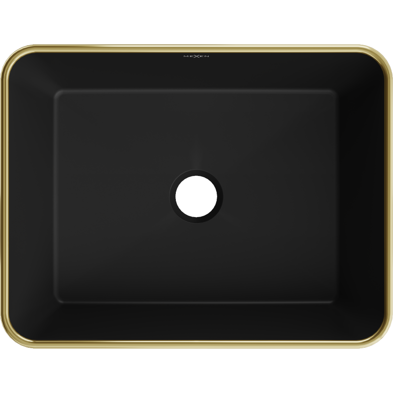 Mexen Catia umywalka nablatowa 48 x 37 cm, czarna mat/złota rant - 21314875