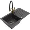 Mexen Pablo zlewozmywak granitowy 1-komorowy z ociekaczem i baterią kuchenną Duo, czarny nakrapiany - 6510-76-671701-57-B