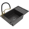 Mexen Elias zlewozmywak granitowy 1-komorowy z ociekaczem i baterią kuchenną Duo, czarny nakrapiany - 6511-76-671701-57-B