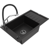 Mexen Elias zlewozmywak granitowy 1-komorowy z ociekaczem i baterią kuchenną Duo, czarny - 6511-77-671701-07-B