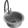 Mexen Diego zlewozmywak granitowy 1-komorowy z baterią kuchenną Duo, szary - 6512-71-671701-07-B