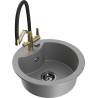 Mexen Diego zlewozmywak granitowy 1-komorowy z baterią kuchenną Duo, szary - 6512-71-671701-57-B