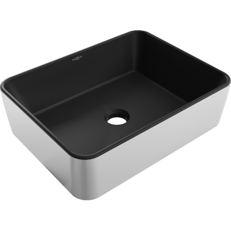 Mexen Catia umywalka nablatowa 48 x 37 cm, czarna mat/srebrna - 21314874