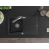 Mexen Cesar zlewozmywak granitowy 1-komorowy z ociekaczem i baterią kuchenną Duo, czarny/srebrny metalik - 6514-73-671701-07