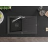 Mexen Cesar zlewozmywak granitowy 1-komorowy z ociekaczem i baterią kuchenną Duo, czarny nakrapiany - 6514-76-671701-07-B