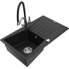 Mexen Cesar zlewozmywak granitowy 1-komorowy z ociekaczem i baterią kuchenną Duo, czarny - 6514-77-671701-07