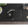 Mexen Cesar zlewozmywak granitowy 1-komorowy z ociekaczem i baterią kuchenną Duo, czarny - 6514-77-671701-07