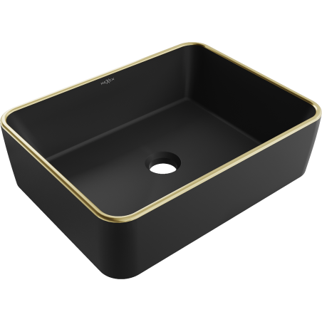 Mexen Catia umywalka nablatowa 48 x 37 cm, czarna mat/złota rant - 21314875
