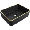 Mexen Catia umywalka nablatowa 48 x 37 cm, czarna mat/złota rant - 21314875
