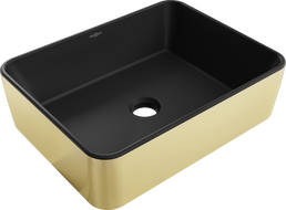 Mexen Catia umywalka nablatowa 48 x 37 cm, czarna mat/złota - 21314876