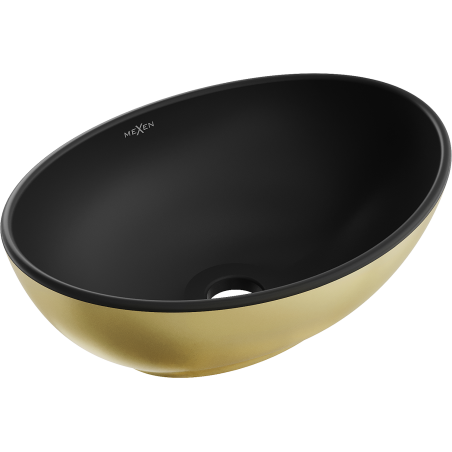 Mexen Elza umywalka nablatowa 40 x 33 cm, czarna mat/złota - 21014026