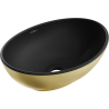 Mexen Elza umywalka nablatowa 40 x 33 cm, czarna mat/złota - 21014026